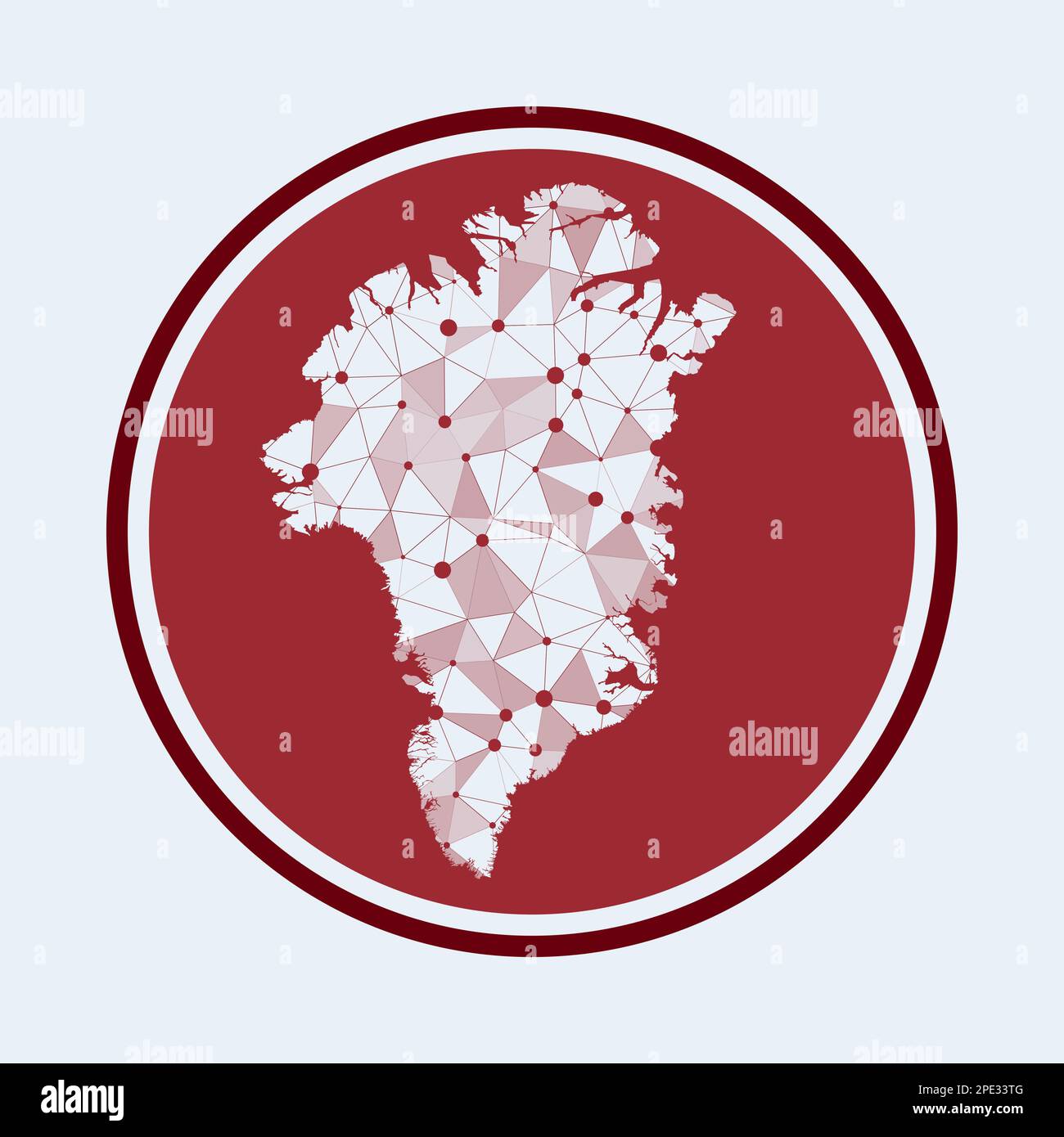 Symbol für Grönland. Trendiges Tech-Logo des Landes. Rundes Design mit geometrischem Mesh. Technologie, Internet, Netzwerk, Telekommunikationskonzept. Vektor illustr Stock Vektor