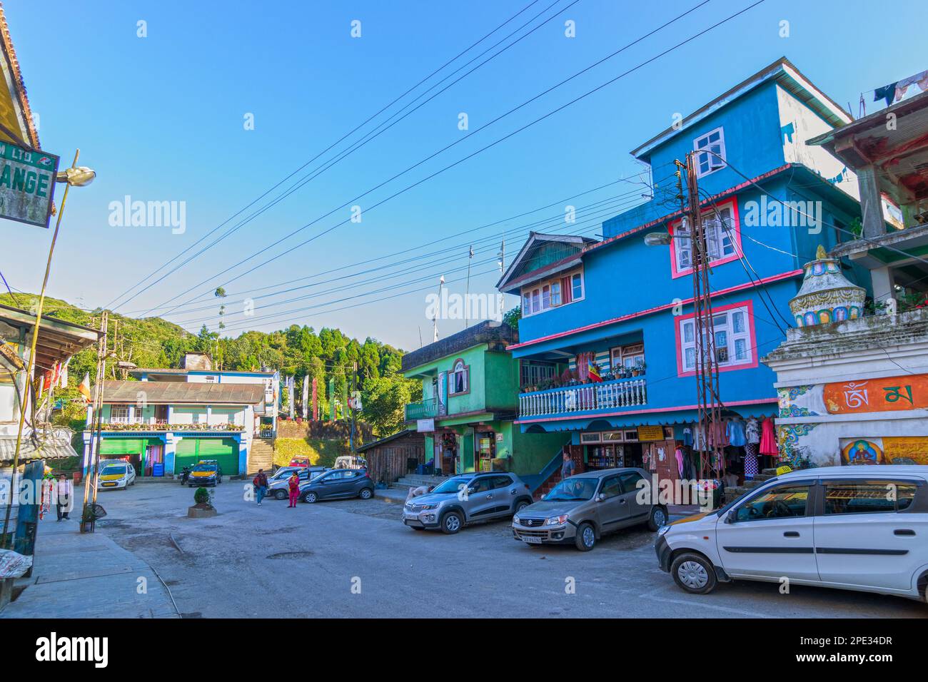 Kaluk, Sikkim, Indien - 18. Oktober 2016 : Straßenansicht von Kaluk, einem Touristenort am Fuße des Ost-Himalaya, West-Sikkim. Berühmt für den Ort Stockfoto