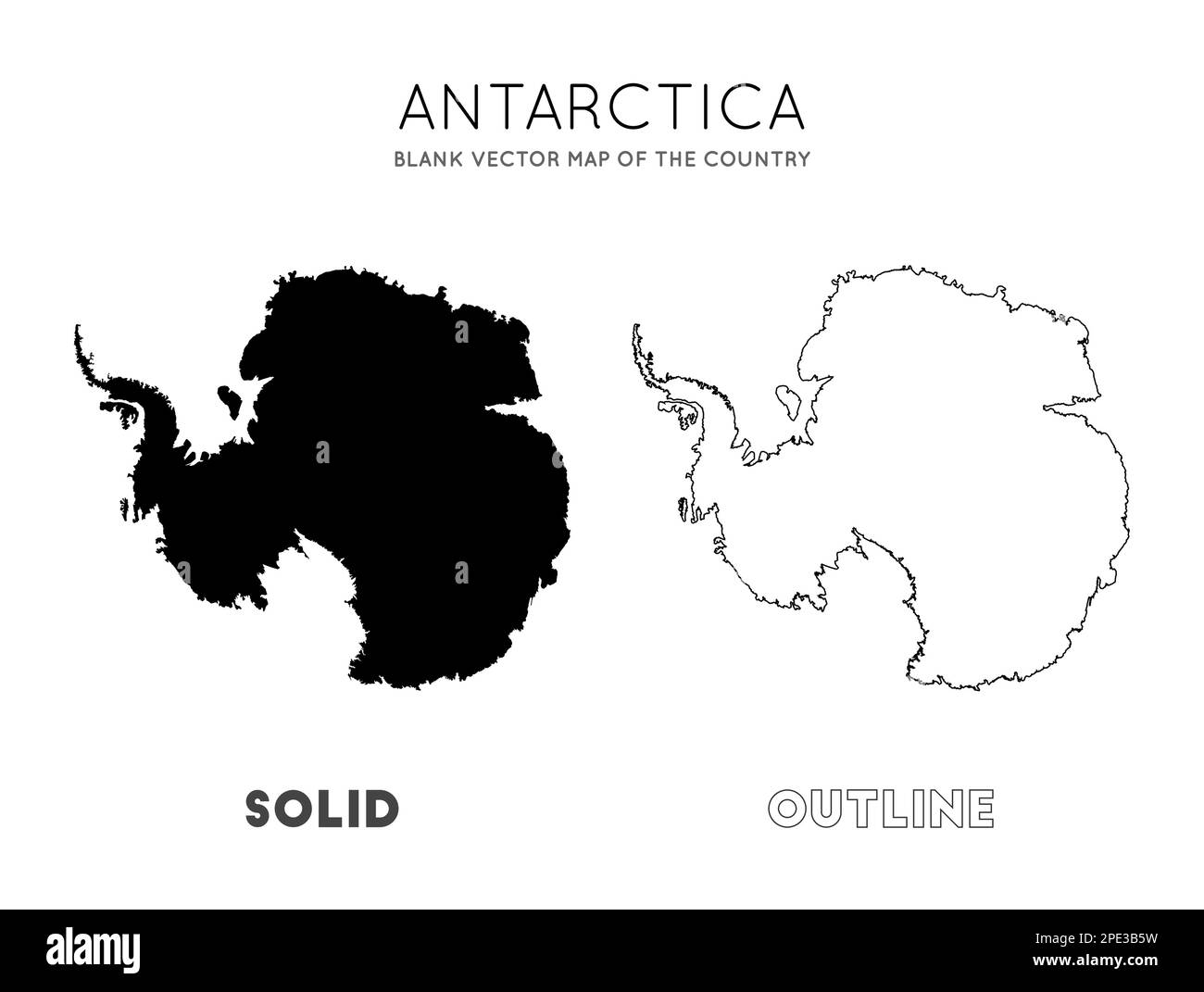 Karte der Antarktis. Leere Vektorkarte des Landes. Grenzen der Antarktis für Ihre Infografik. Vektordarstellung. Stock Vektor