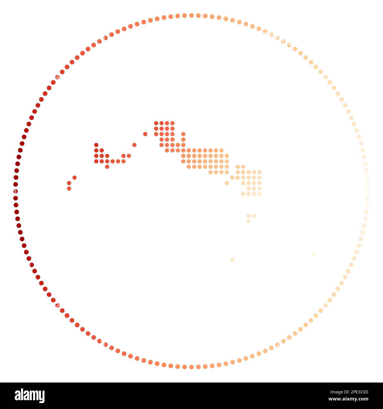 Digitale Abzeichen der Turks- und Caicosinseln. Gepunktete Karte der Turks- und Caicosinseln im Kreis. Techniksymbol der Insel mit verlaufenden Punkten. Stock Vektor