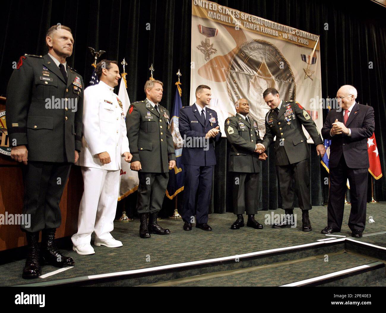 Vice President Dick Cheney, right, and Gen. Bryan D. Brown, commander