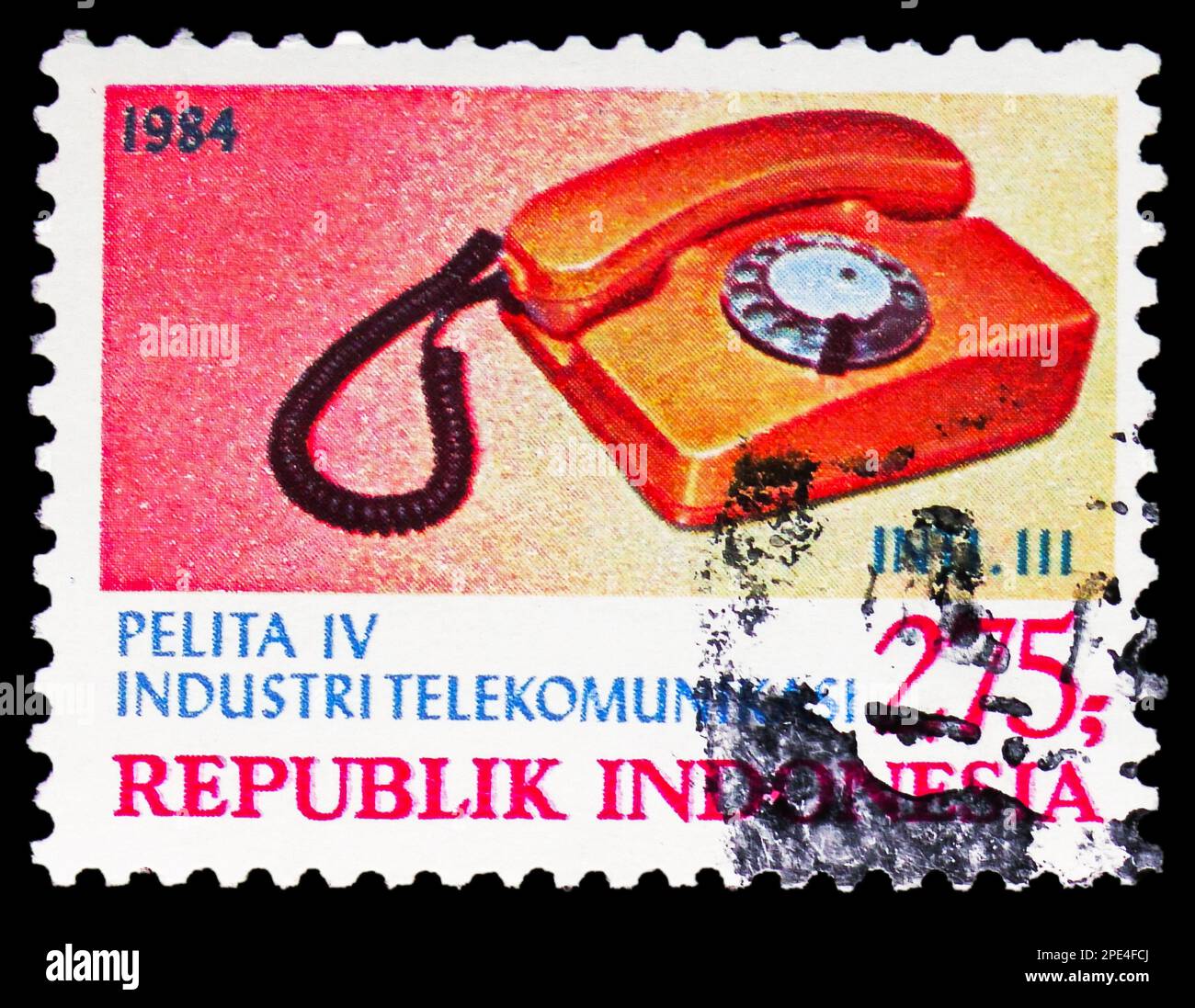 MOSKAU, RUSSLAND - 17. FEBRUAR 2023: Der in Indonesien gedruckte Poststempel zeigt den fünf-Jahres-Entwicklungsplan, Serie, ca. 1984 Stockfoto