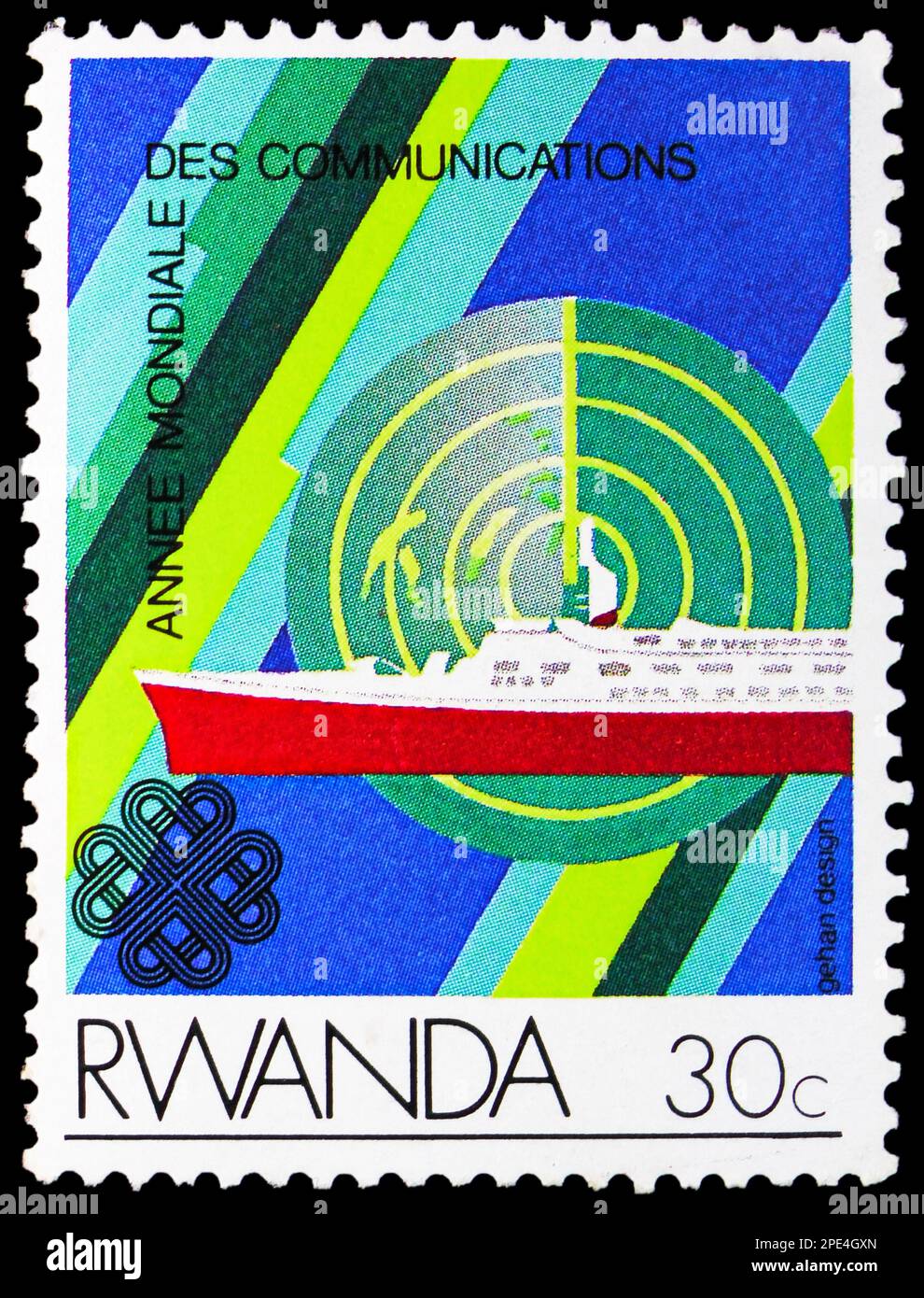 MOSKAU, RUSSLAND - 17. FEBRUAR 2023: Poststempel gedruckt in Ruanda zeigt World Communications Year, Serie, um 1984 Stockfoto