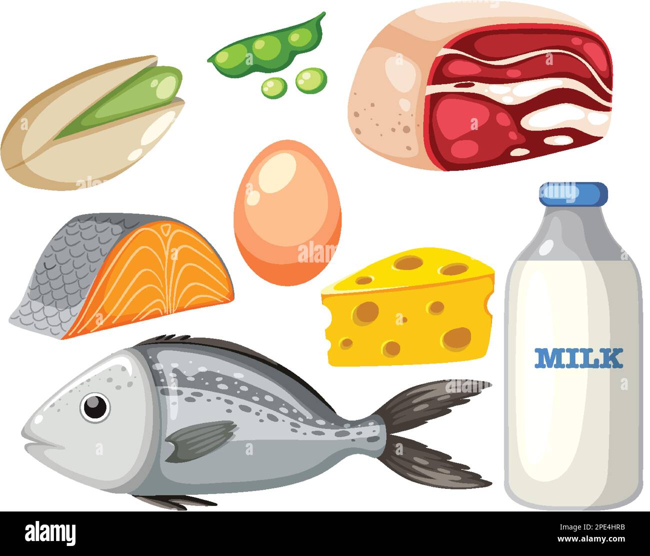 Proteinlebensmittelgruppe auf weißer Hintergrunddarstellung Stock Vektor