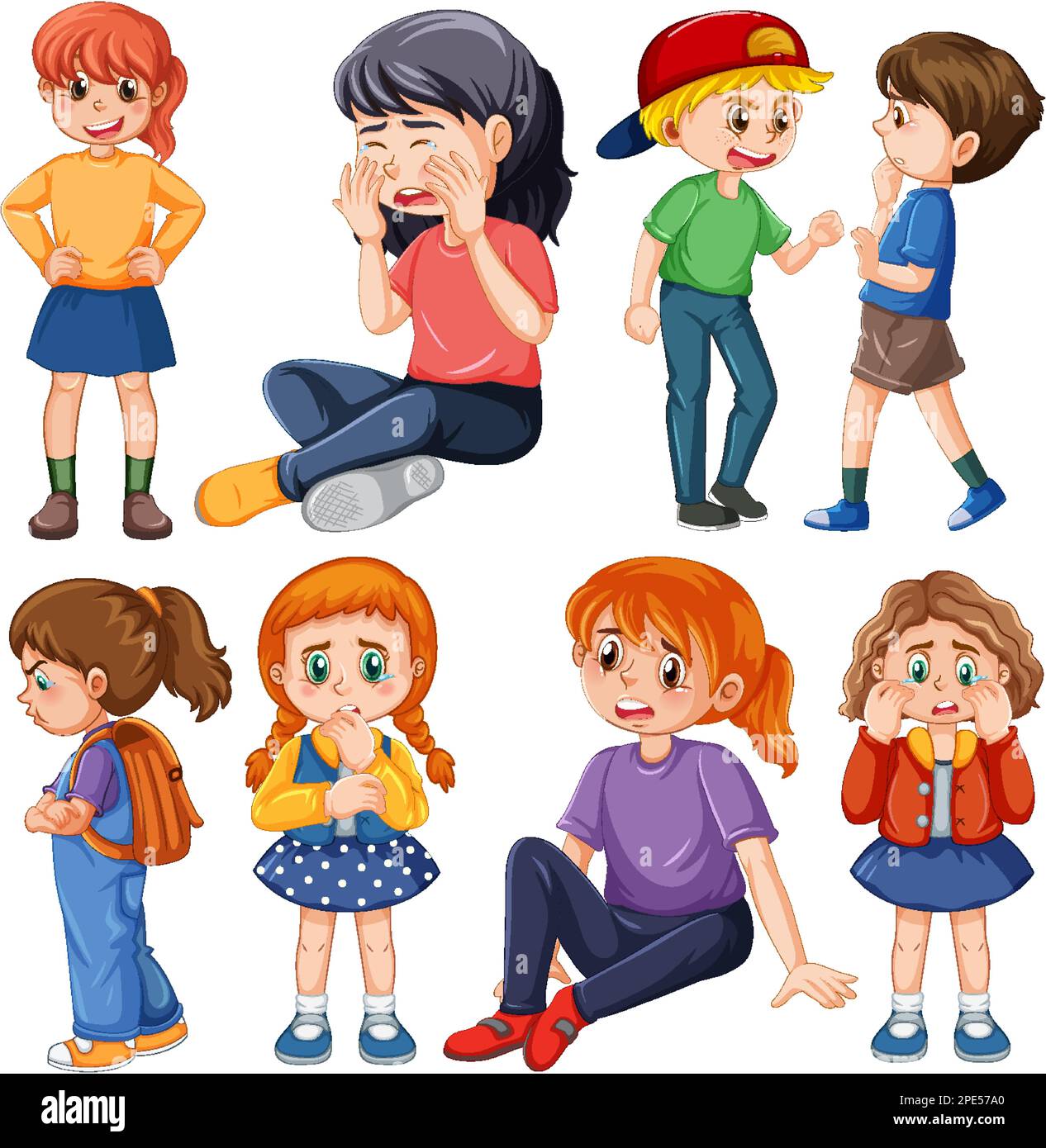 Set von Kindern Cartoon Charakter Illustration Stock Vektor