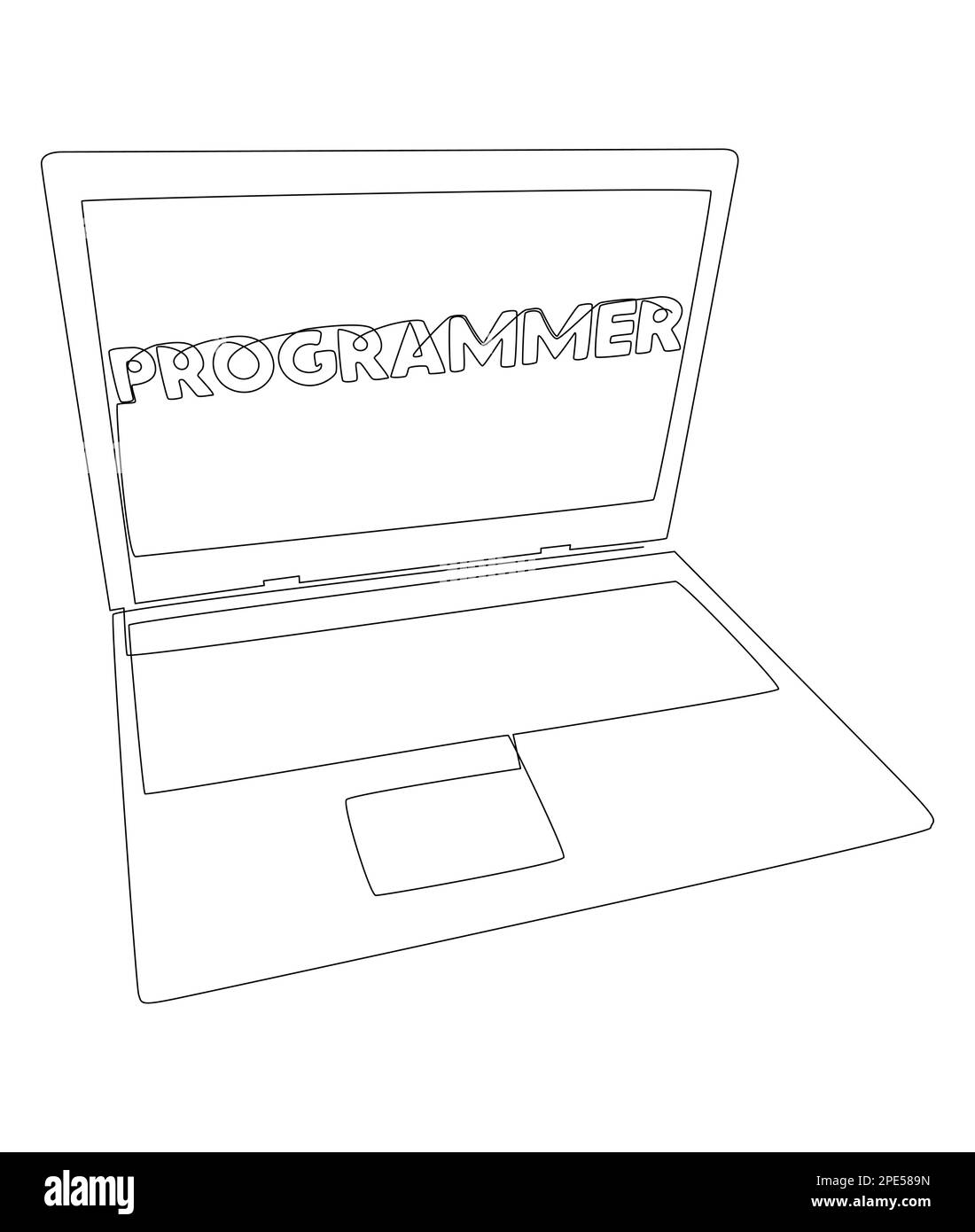 Eine fortlaufende Zeile mit dem Wort „Programmierer“. Vektorkonzept zur Darstellung dünner Linien. Kontur Zeichnen kreativer Ideen. Stock Vektor