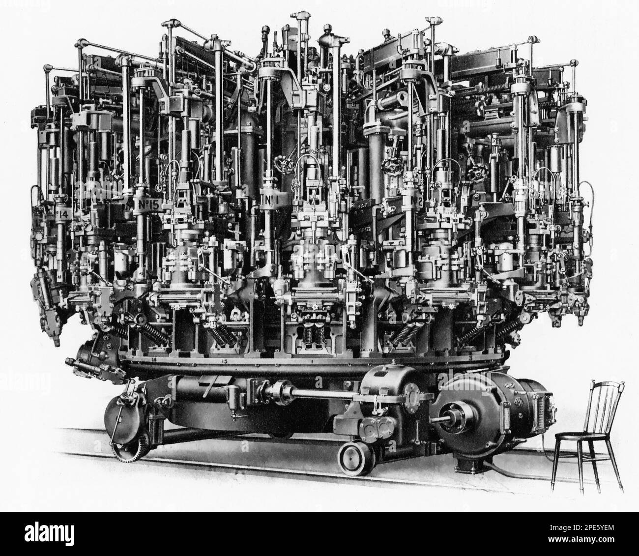 Eine 15-armige Dreh-Saugflaschen-Maschine im Werk John Walker & Sons Ltd., c1933. Stockfoto