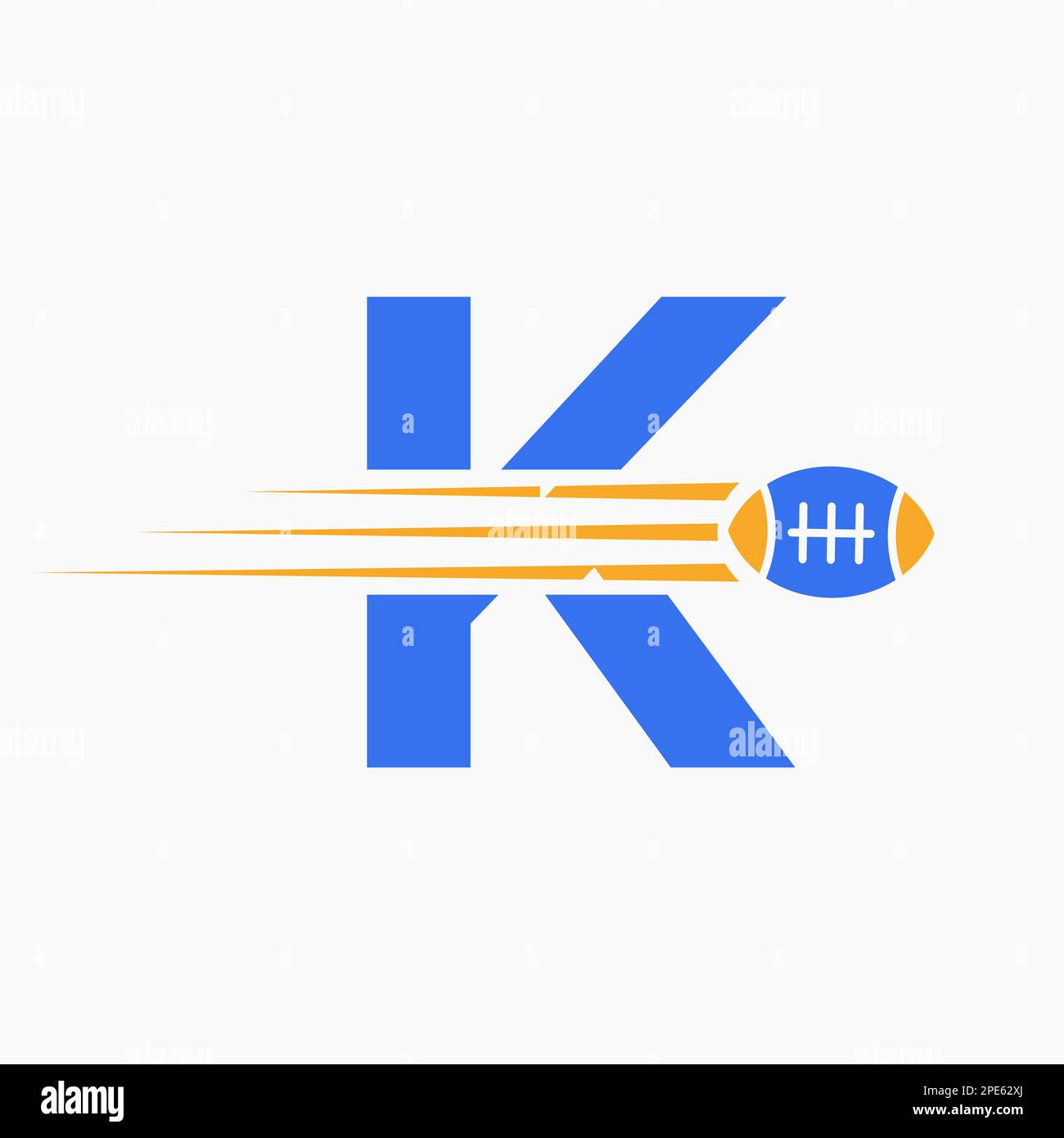Der Buchstabe K Rugby, das Fußball-Logo und das Rugby Ball-Symbol stehen für das American Soccer Club-Symbol Stock Vektor