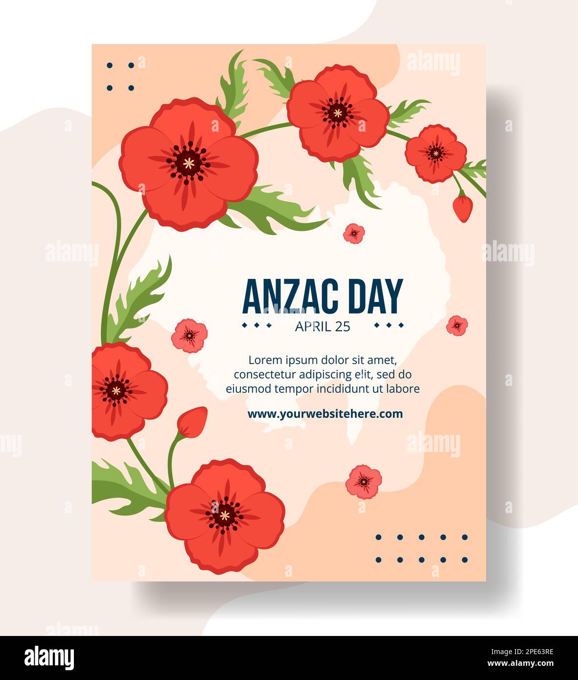 Anzac Day of Lest We Forget Vertical Poster Cartoon handgezeichnete Vorlagen Hintergrunddarstellung Stock Vektor