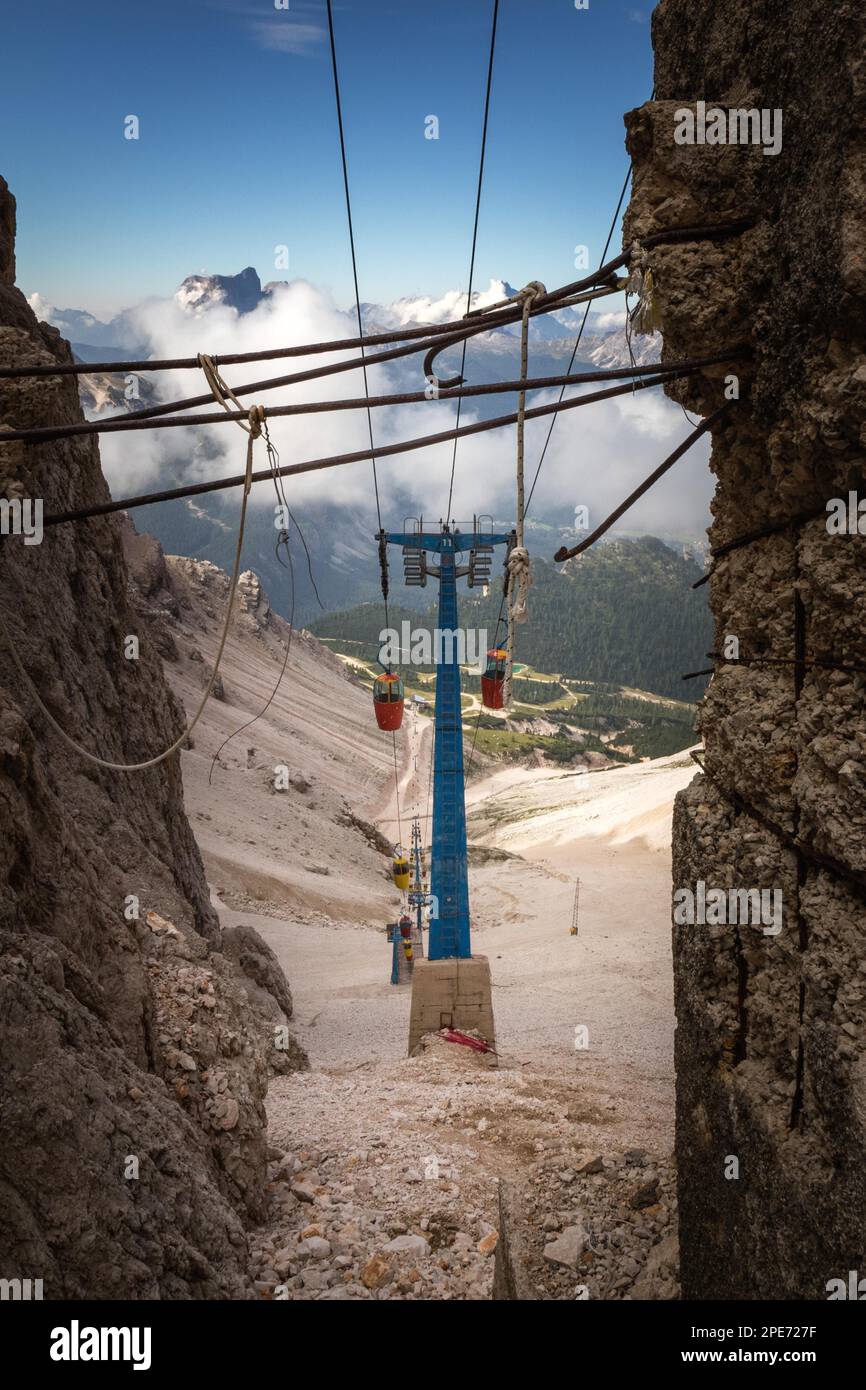 Gondellift zu Forcella Staunies, Monte Cristallo Gruppe, Dolomiten, Italien, Dolomiten, Italien, Europa Stockfoto