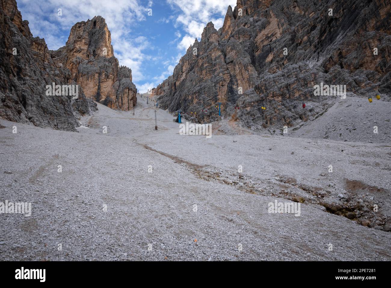 Gondellift nach Forcella Staunies, Monte Cristallo Gruppe, Dolomiten, Italien, Monte Cristallo Gruppe, Dolomiten, Italien, Europa Stockfoto