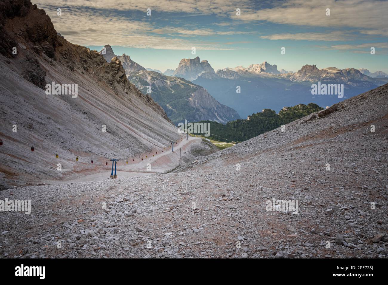 Gondellift nach Forcella Staunies, Monte Cristallo Gruppe, Dolomiten, Italien, Monte Cristallo Gruppe, Dolomiten, Italien, Europa Stockfoto