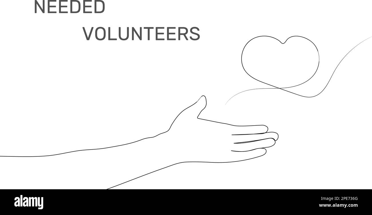 Ehrenamtlich. Eine menschliche Hand bietet Hilfe und Unterstützung. National Volunteer Banner, National Volunteer Month. Stock Vektor