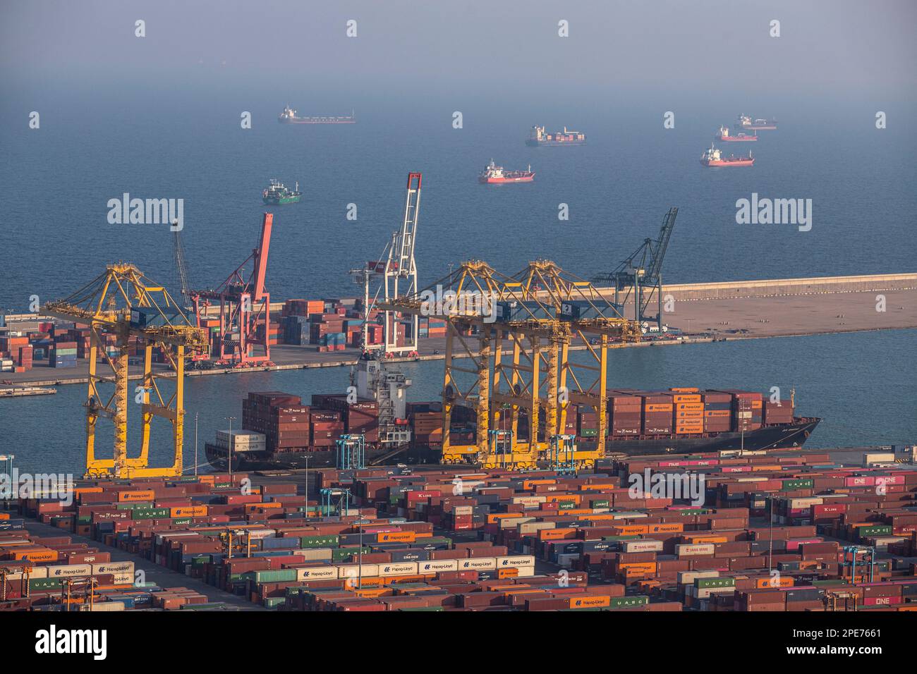 Industriehafen Barcelona, Spanien Stockfoto