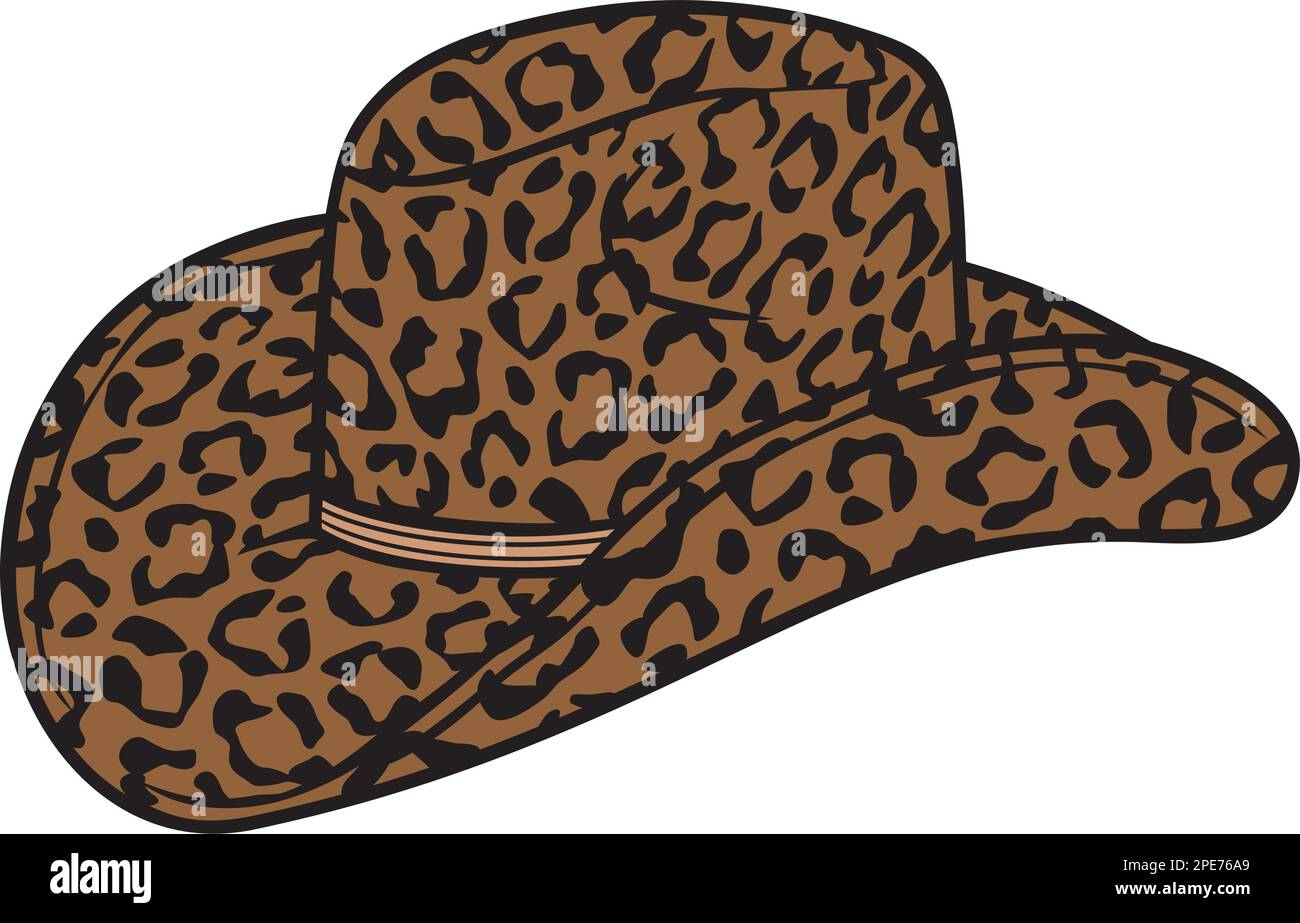 Cowgirl-Hut mit Leopardenmuster. Design für Junggesellinnenabschiede. Vektordarstellung. Stock Vektor