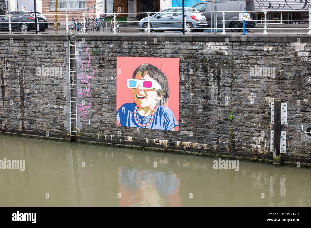 Street Art auf der Kanalseite in Brüssel, Belgien Stockfoto