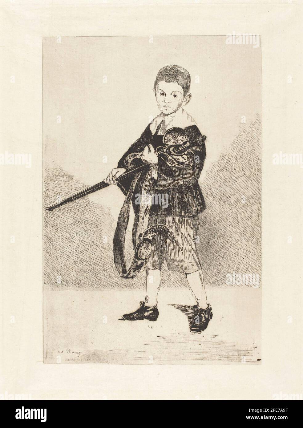 Kind mit Schwert, nach links gedreht (L'Enfant à l'épée, Turnier à Gauche) 1862 von Edouard Manet Stockfoto
