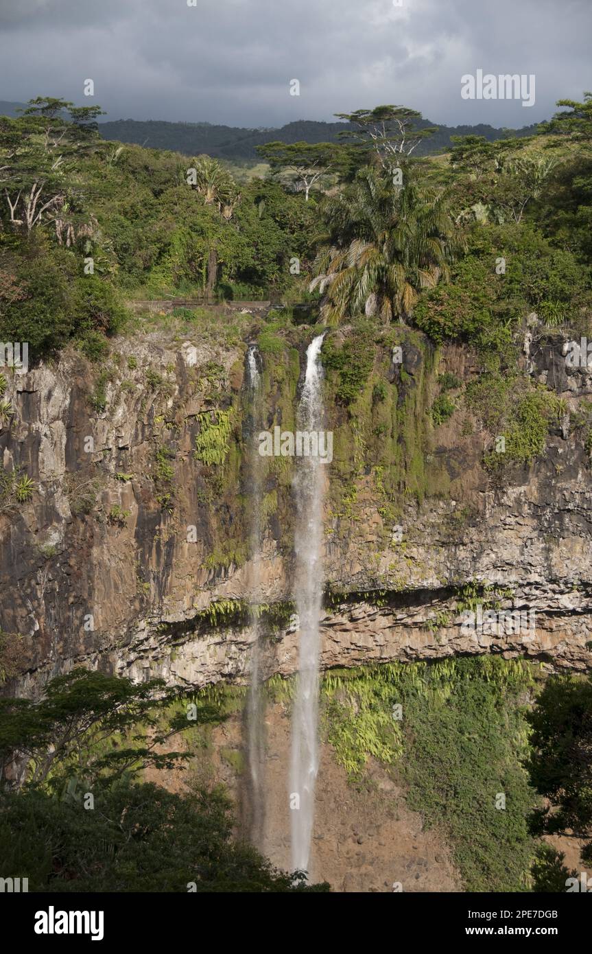 Chamarel-Wasserfall von St. Denis und Viande Salee Rivers, Black River Gorges N. P. Black River District, West Mauritius Stockfoto