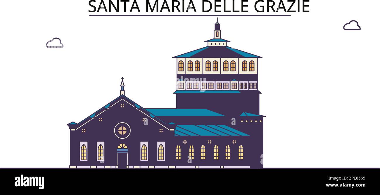 Italien, Santa Maria delle Grazie Tourismus Wahrzeichen, Vektorstadt Reise Illustration Stock Vektor