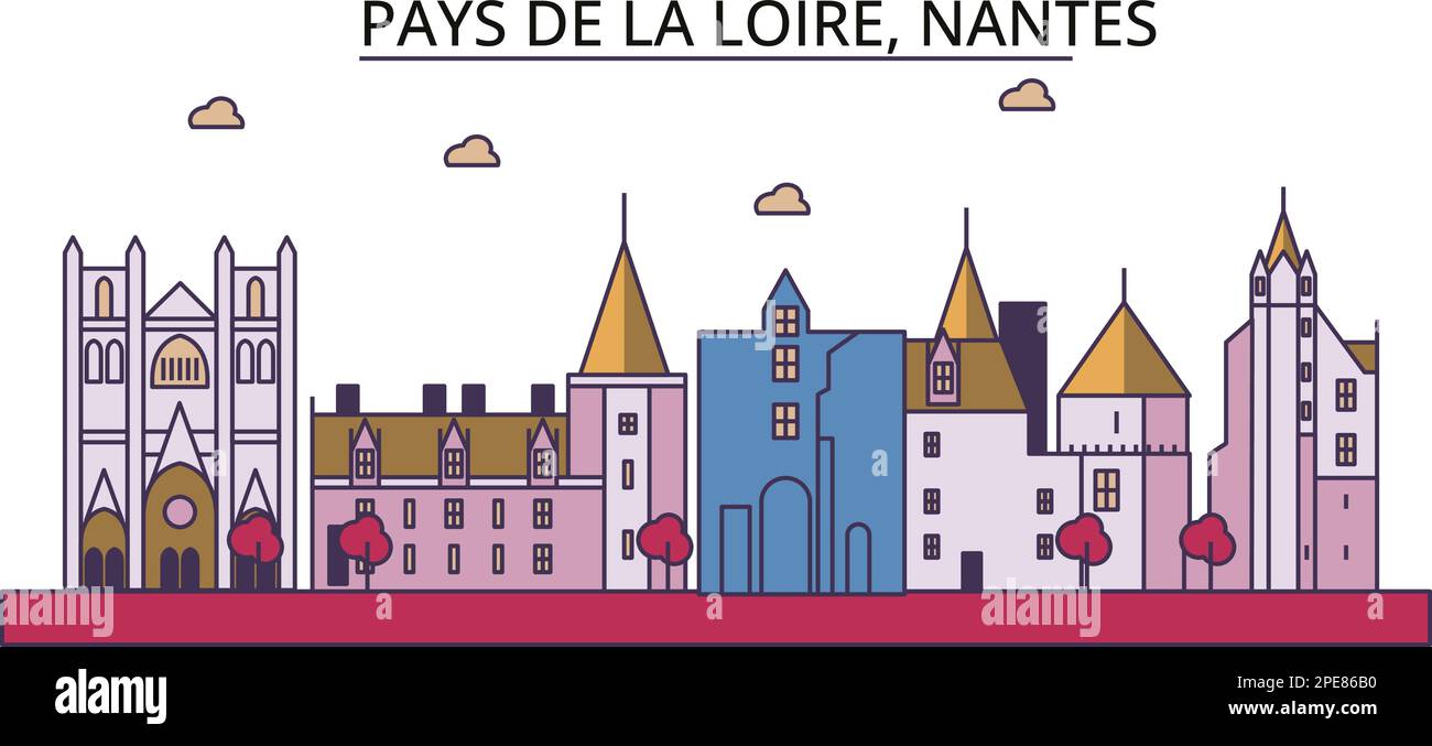 Frankreich, Touristenattraktionen in Nantes, Vektorreisen in der Stadt Illustration Stock Vektor