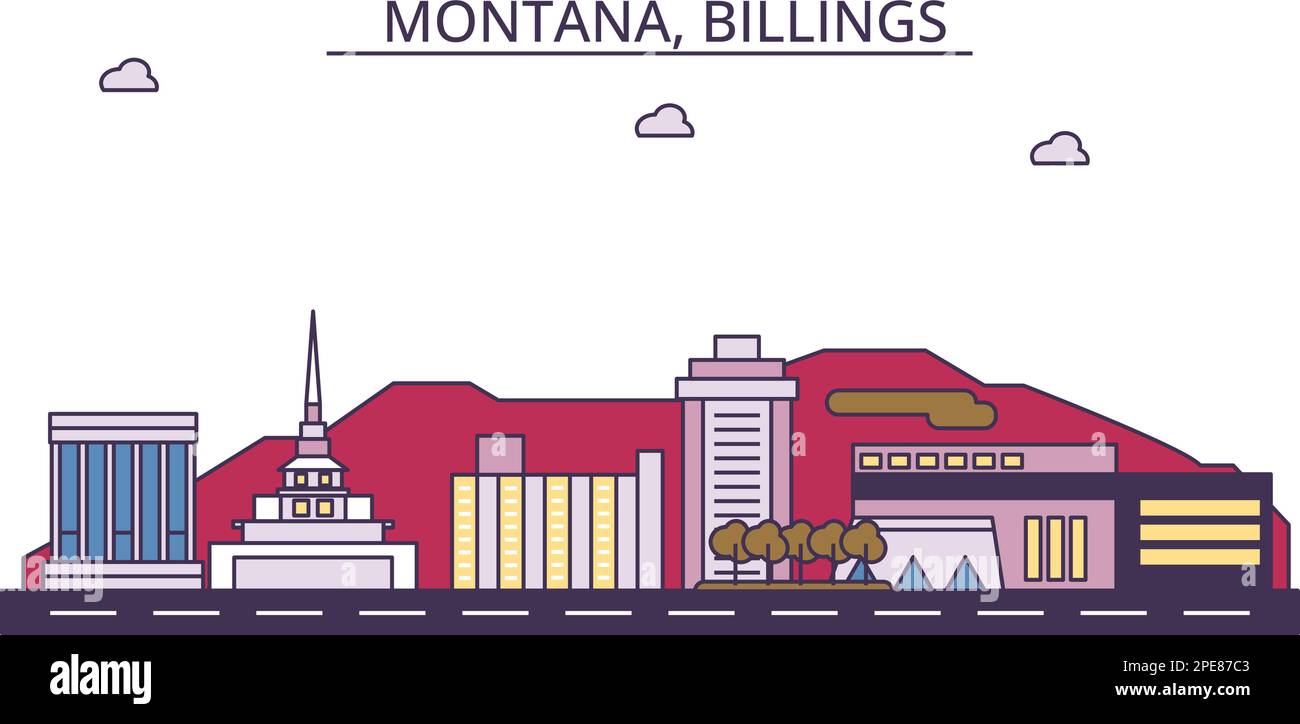 USA, Billings Touristenattraktionen, Vektorreisen in der Stadt Illustration Stock Vektor