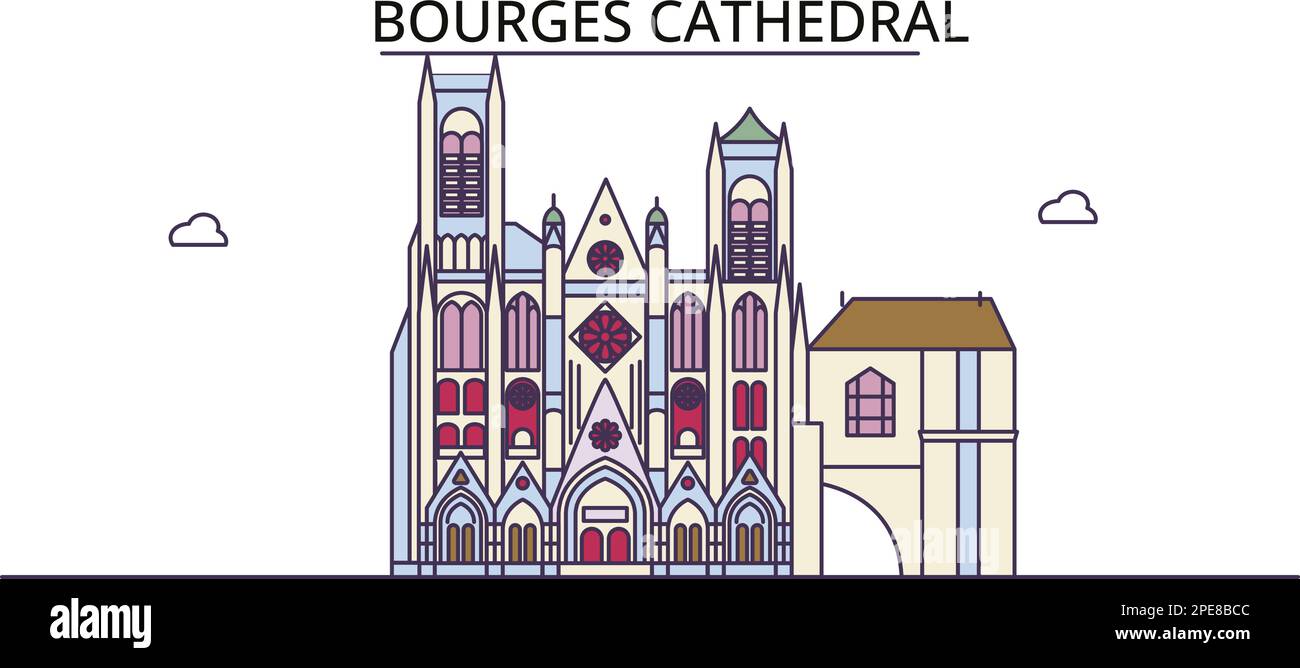 Frankreich, Bourges Touristenattraktionen, Vektorreisen Illustration Stock Vektor