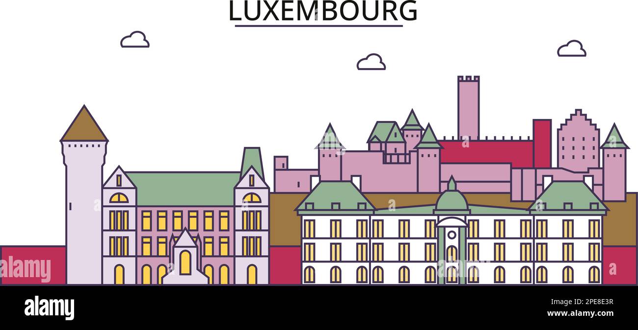 Luxemburgische Touristenattraktionen, Vektorstadtfoto Stock Vektor