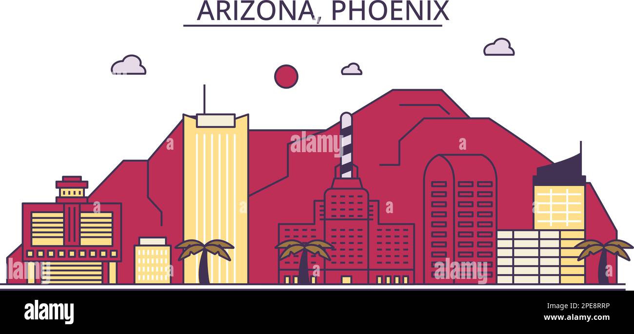 USA, Tourismus-Wahrzeichen von Phoenix, Vektorreisen in der Stadt Illustration Stock Vektor
