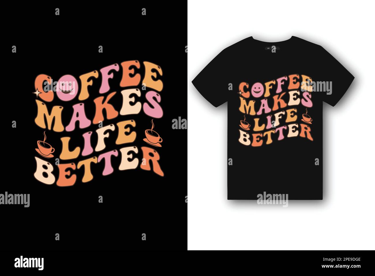Kaffee-Typografie-T-Shirt-Design Stock Vektor