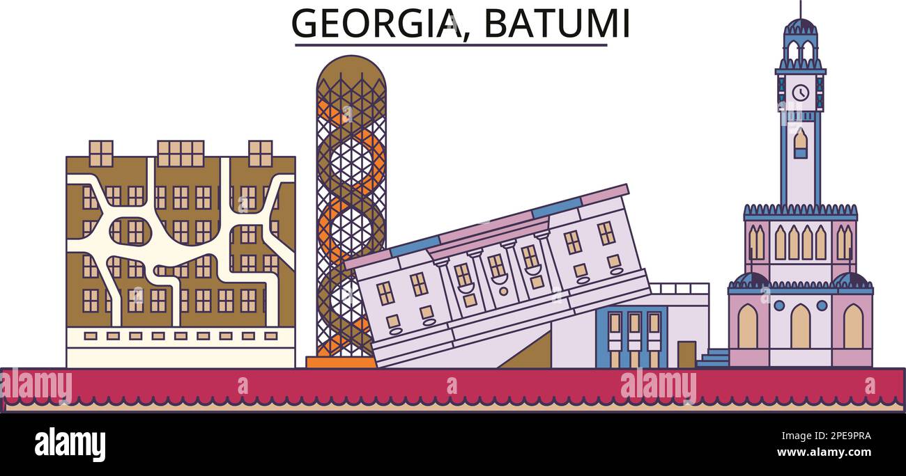 Georgia, Touristenattraktionen in Batumi, ein Beispiel für Stadtreisen Stock Vektor