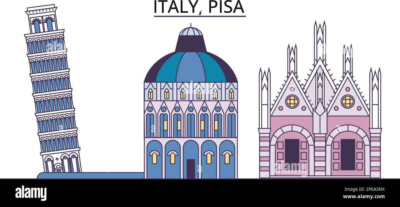 Italien, Pisa Touristenattraktionen, Vektorreisen in der Stadt Illustration Stock Vektor