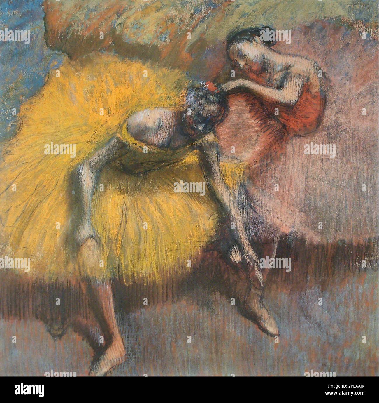 Deux danseuses jaunes et roses ca. 1898 von Edgar Degas Stockfoto