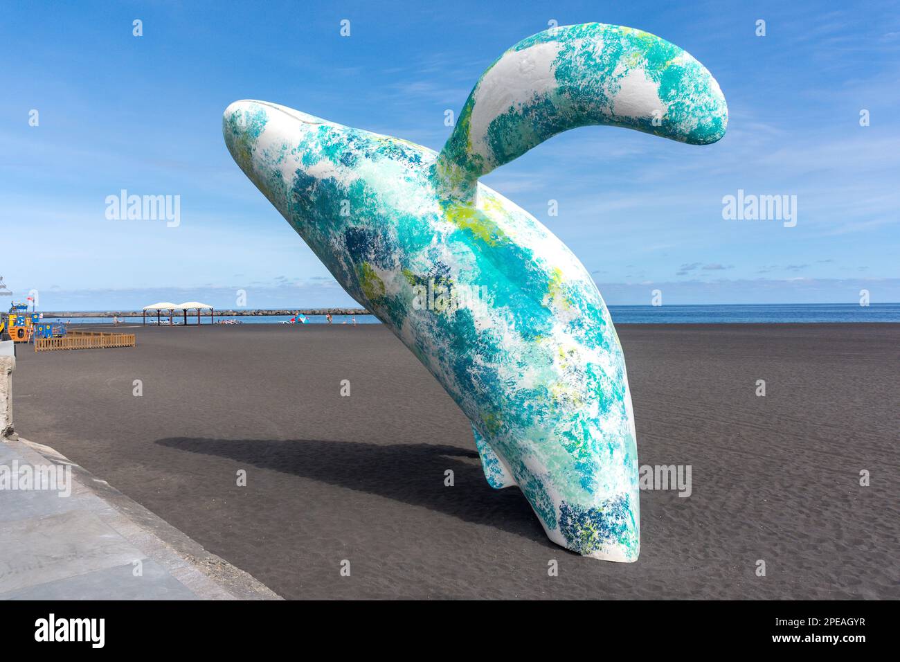 Walskulptur, Playa de Santa Cruz de La Palma, Avenida Marítima, Santa Cruz de la Palma, La Palma, Kanarische Inseln, Königreich Spanien Stockfoto