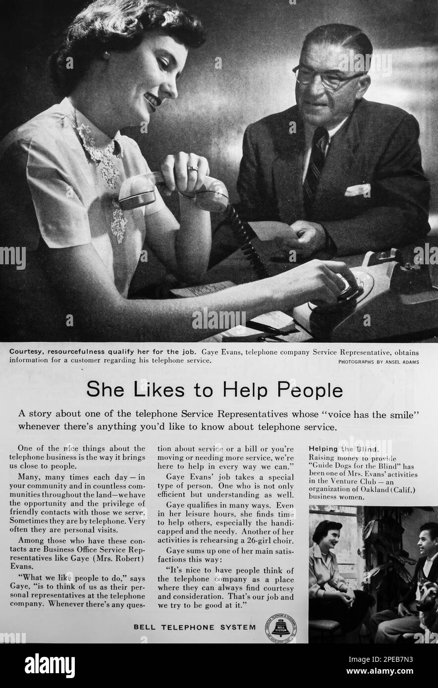 Anzeige für Klingeltelefon-System in einem NatGeo Magazin Juli 1956 Stockfoto