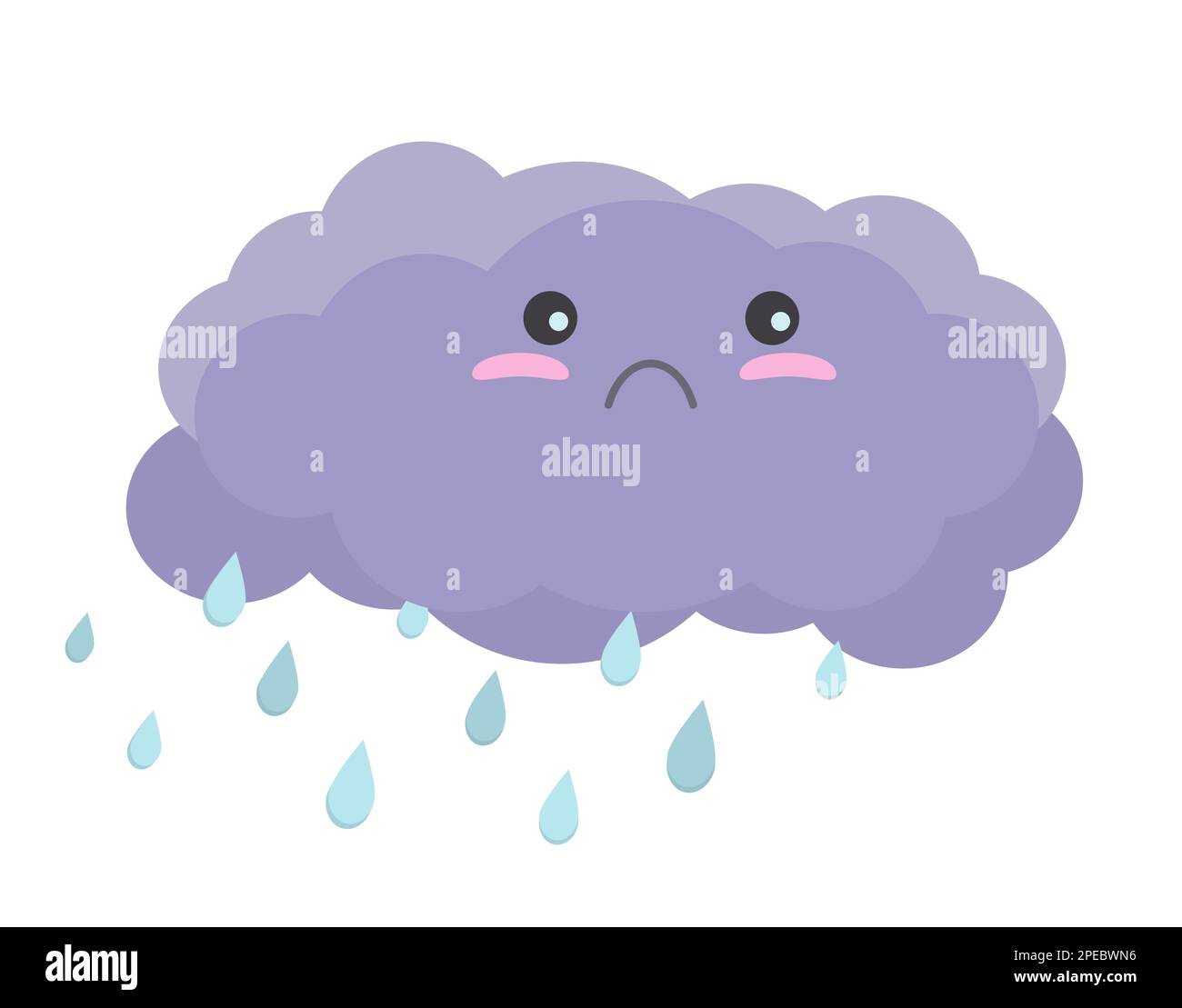 Traurige, süße Regenwolke. Schöne Vorhersage Emotionsausdruck Vektor