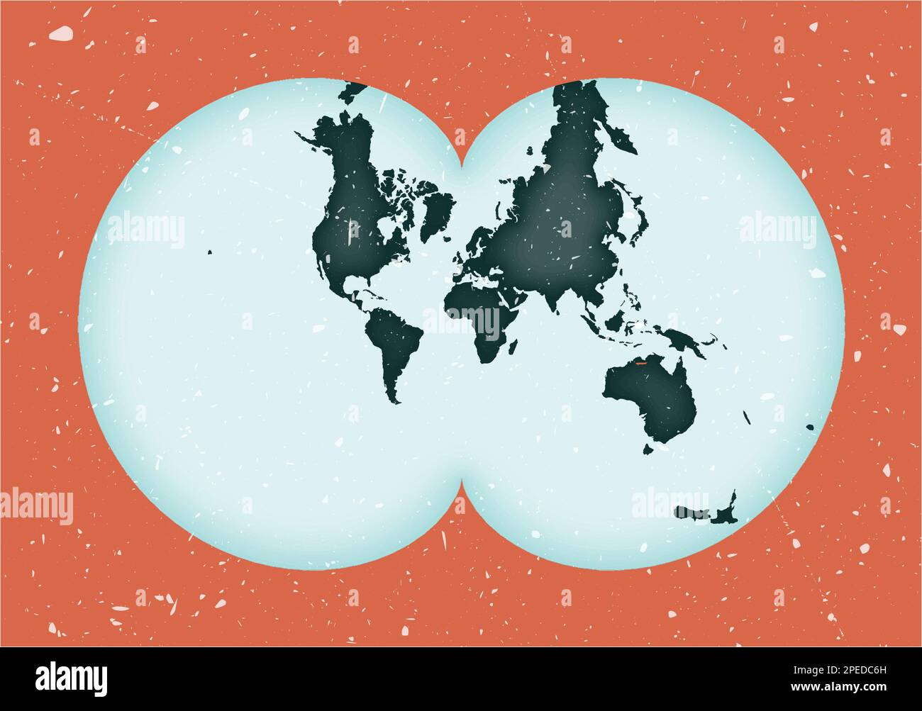 Weltkarten-Poster. Eisenlohr-konformale Projektion. Klassische Weltform mit Grunge-Struktur. Authentische Vektordarstellung. Stock Vektor