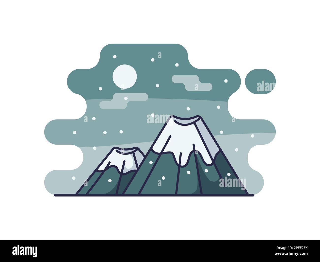 Mountain Winter Cartoon isoliert auf weißem Hintergrund. Vektorbildgebung. Stock Vektor