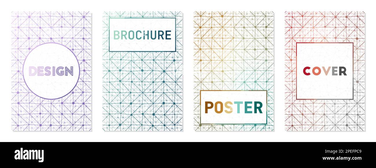 Schönes Cover-Vorlagen-Set. Kann als Cover, Banner, Flyer, Poster, Visitenkarte, Broschüre. Kollektion mit authentischem geometrischem Hintergrund. Stock Vektor