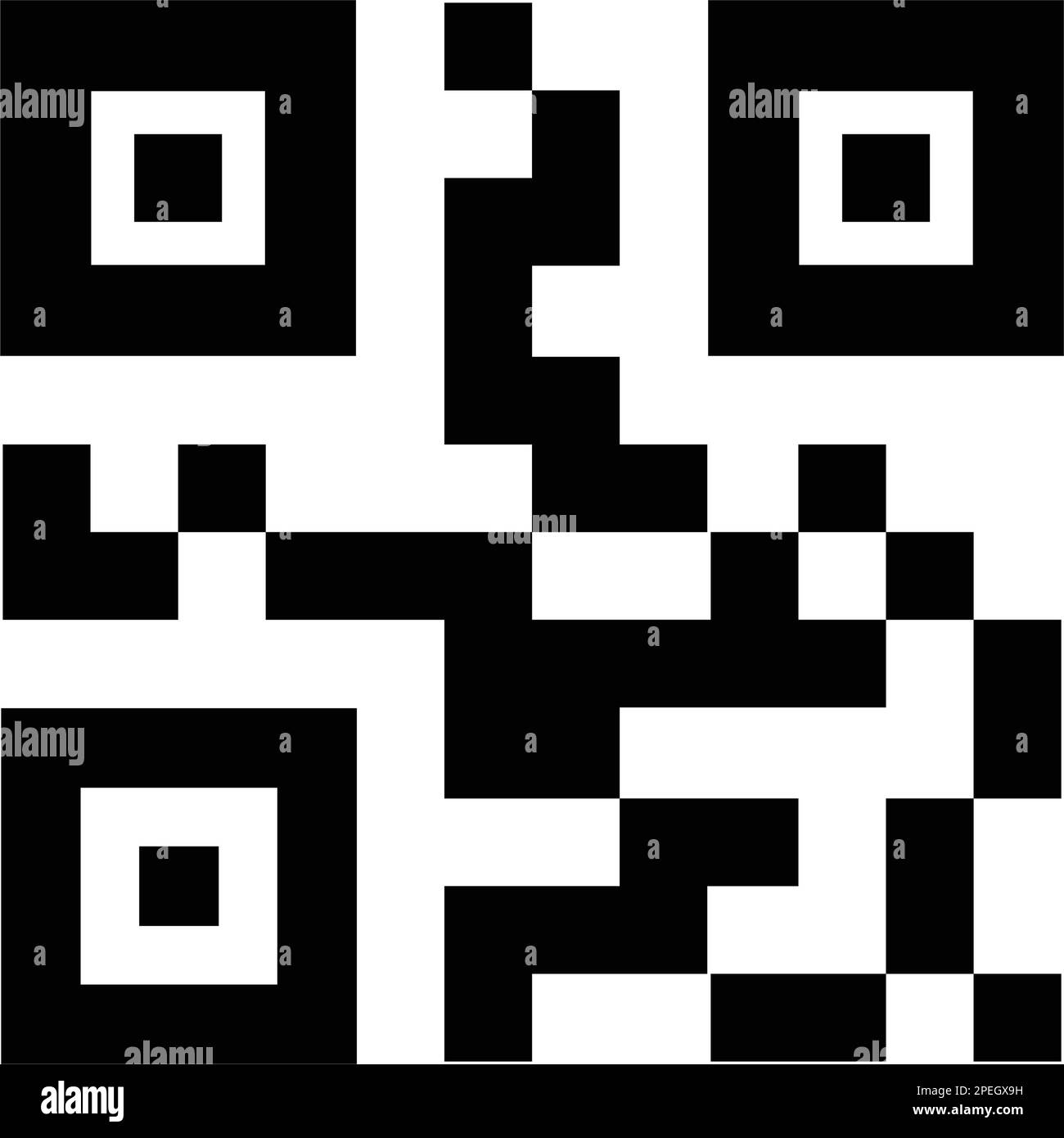 Vektor-QR-Codebeispiel für Smartphone-Scans isoliert auf weißem Hintergrund. Stock Vektor