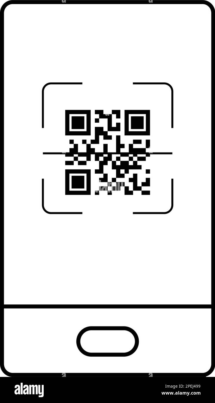 Vektor-QR-Codebeispiel für Smartphone-Scans isoliert auf weißem Hintergrund. Stock Vektor