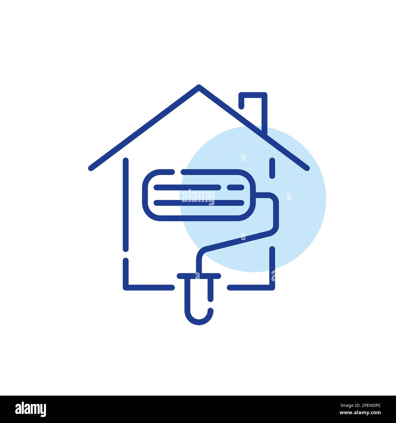 Hausdekoration. Haus- und Rollenmaler. Pixelgenaue, bearbeitbare Konturlinie Stock Vektor