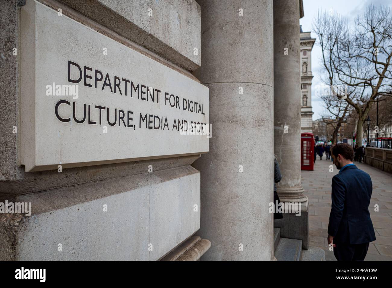 Das Ministerium für Digitales, Kultur, Medien und Sport in Whitehall, London. UK Government Department, 100 Parliament Street, London. Stockfoto