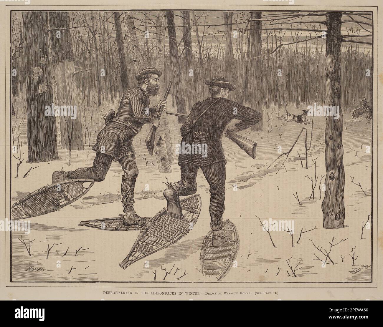 Deer-Stalking in the Adirondacks in Winter, veröffentlicht 1871 von Winslow Homer Stockfoto