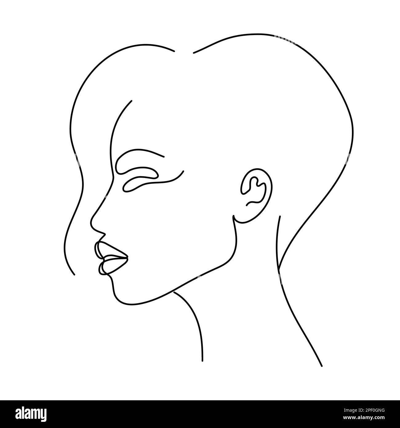 Moderne Linienart abstraktes weibliches Vektorporträt. Abstraktes Gesicht, Schönheit, Minimalismus und Einfachheit Stock Vektor