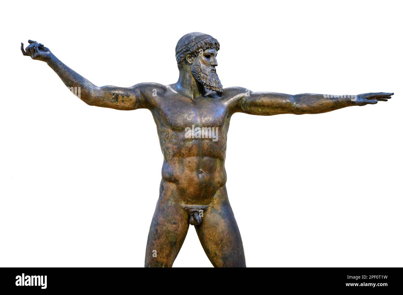 Bronzestatue von Zeus oder möglicherweise Poseidon. Gefunden im Meer von Kap Artemision, Nord-Euböa. Klassische Periode 460 v. Chr. Einer der wenigen ursprünglichen Sta Stockfoto