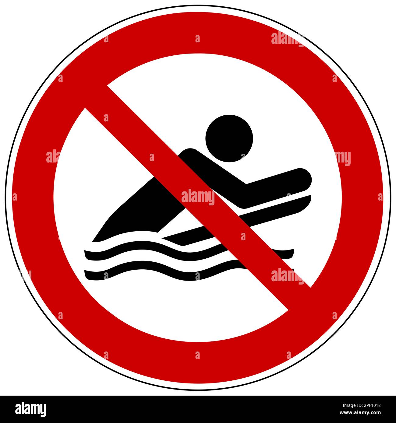 ISO 7010 kein Body Boarding Schild Stockfoto