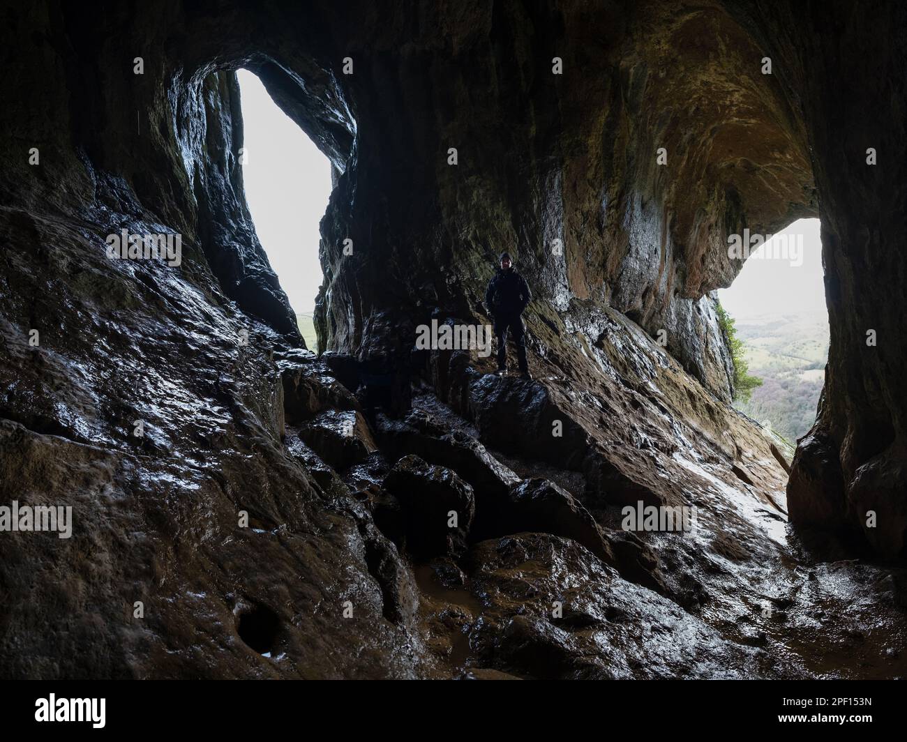 Thors Cave, Peak District, England, Großbritannien Stockfoto