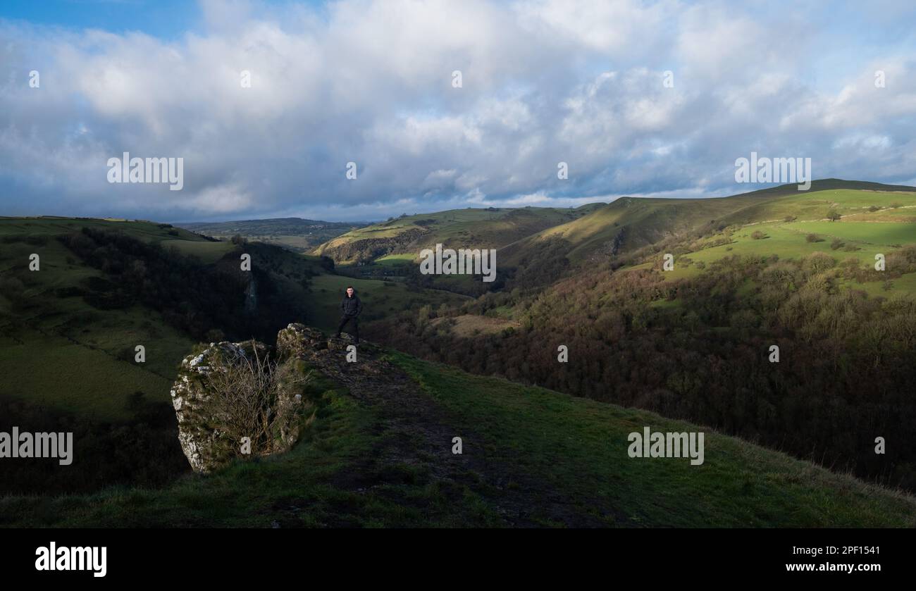 Thors Cave, Peak District, England, Großbritannien Stockfoto