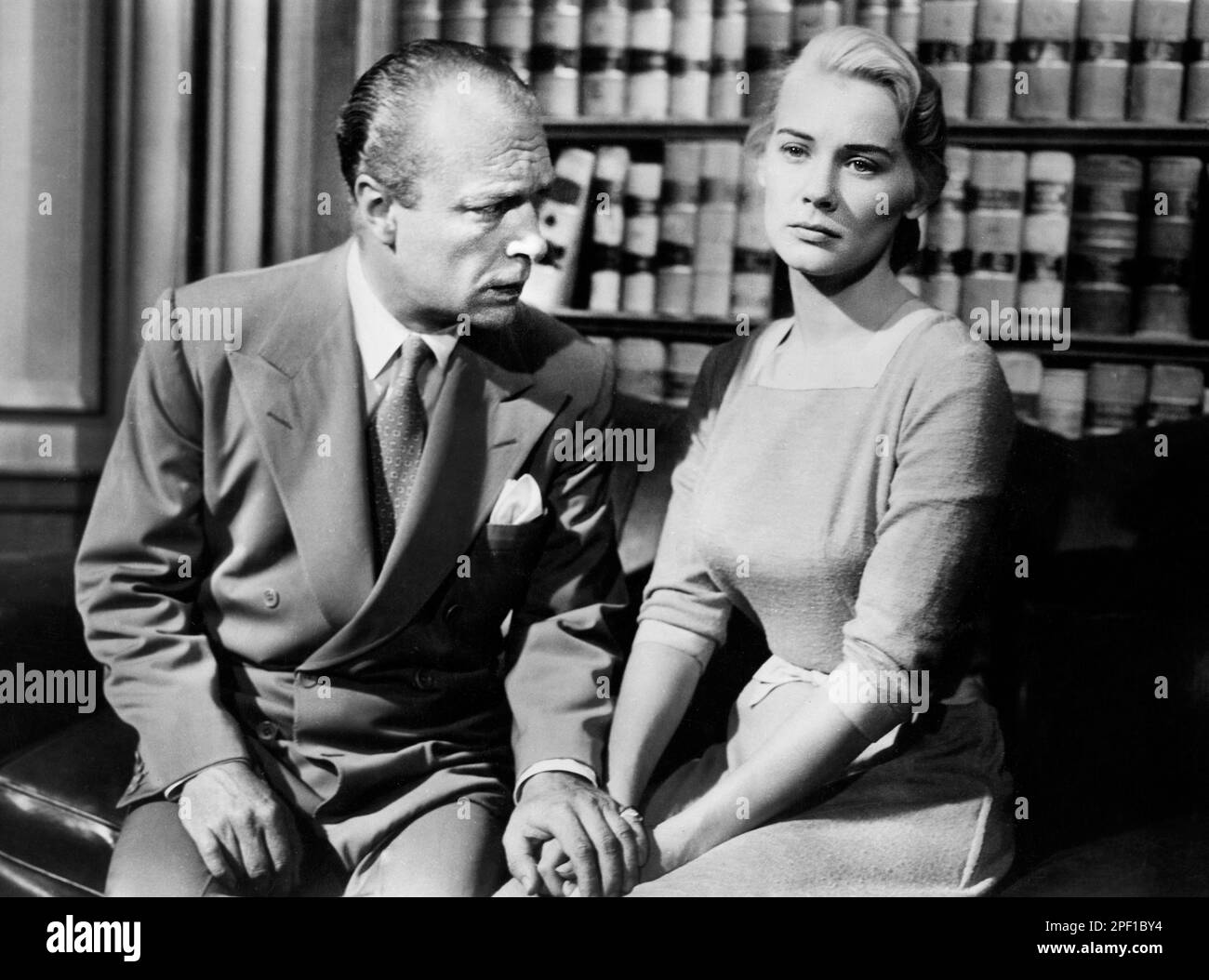 Staats Cotsworth, Hope lange, Filmset, "Peyton Place", 20. Century-Fox, 1957 Stockfoto