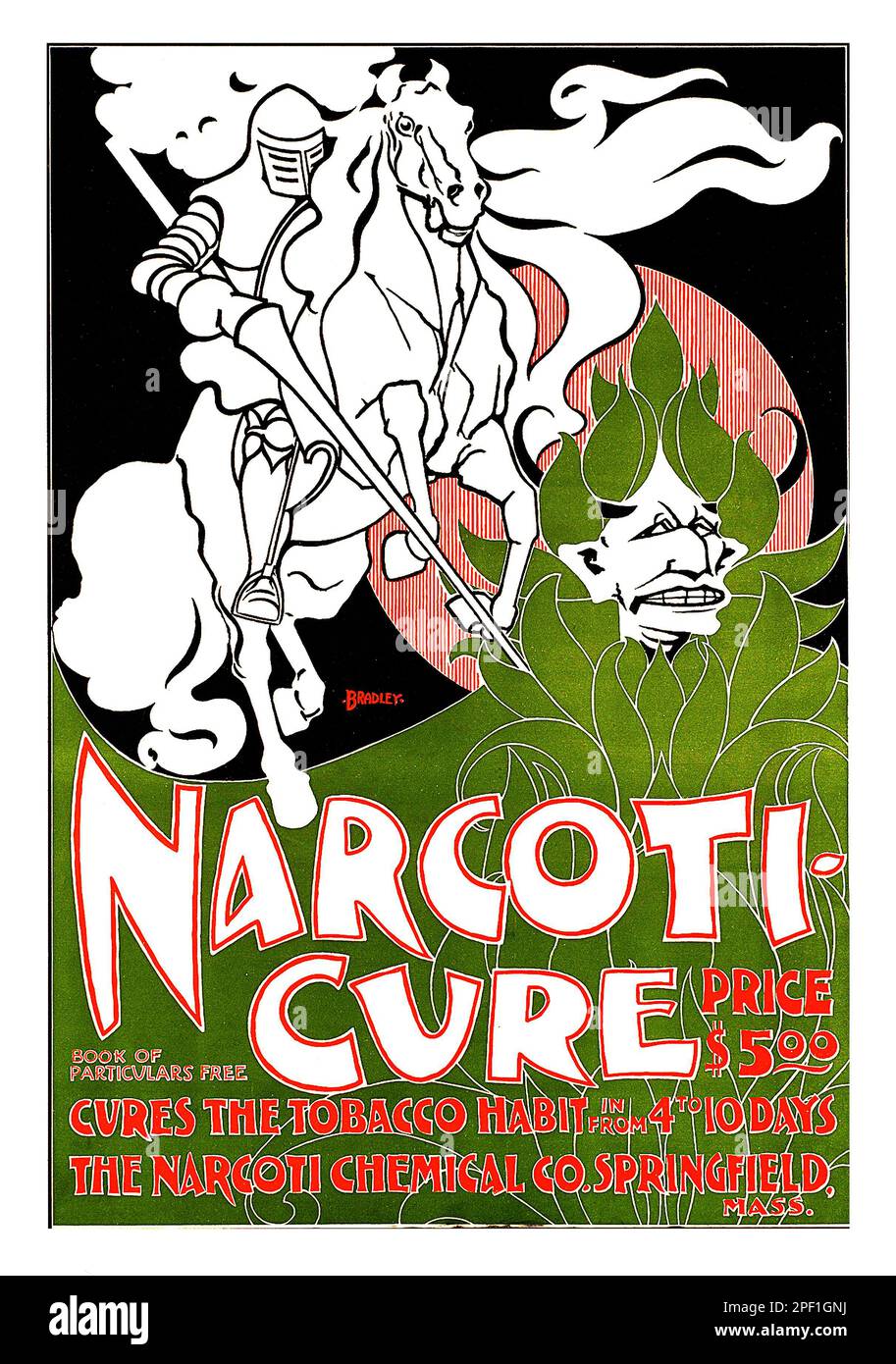 Will Bradley - Frühwarnung vor den Gefahren des Tabakkonsums - Narcoti-Cure - 1895 Stockfoto
